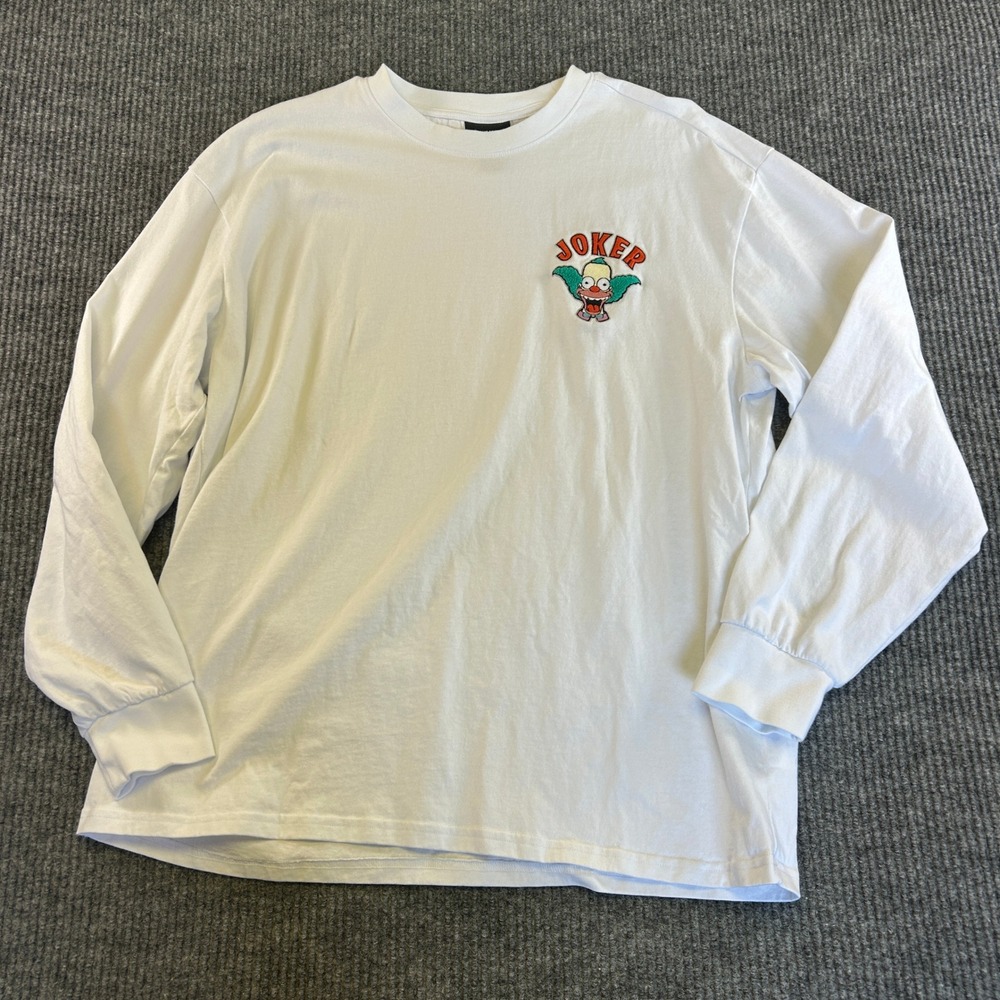 HM The Simpsons Krusty the Clown Joker White Long Sleeve Relaxed Fit Shirt L